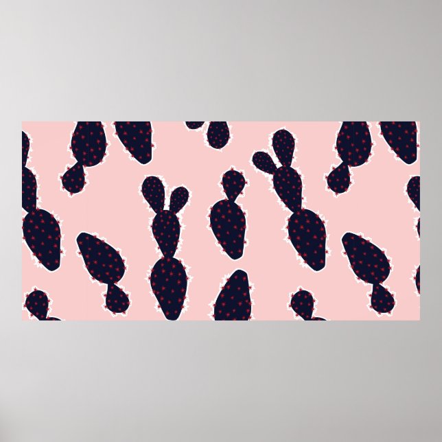 Cute cactus sömless mönster sockerart och ton. poster (Framsidan)