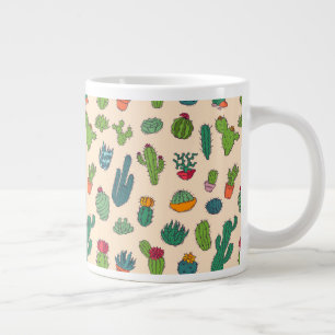 Cute Cactus (Stående Mönster) Jumbo Mugg
