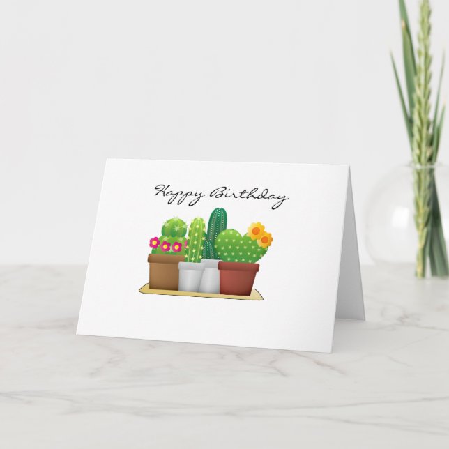 Cute Cactus /Succulent Garden Grattis på födelseda Kort (Framsida)