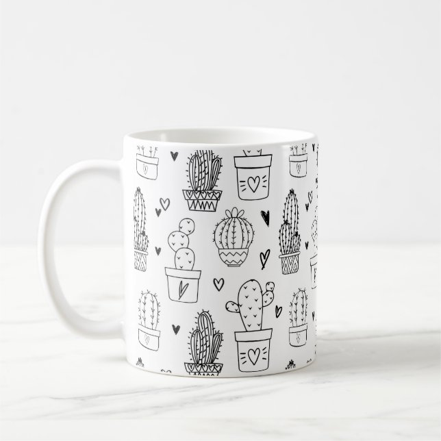 Cute Cactus Succulent Garden Plants Botanical Kaffemugg (Vänster)