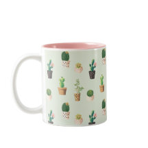 Cute Cactus Succuls Plant Mönster Rosa Grönt Mugg