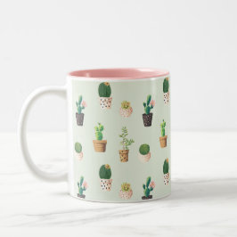 Cute Cactus Succuls Plant Mönster Rosa Grönt Mugg