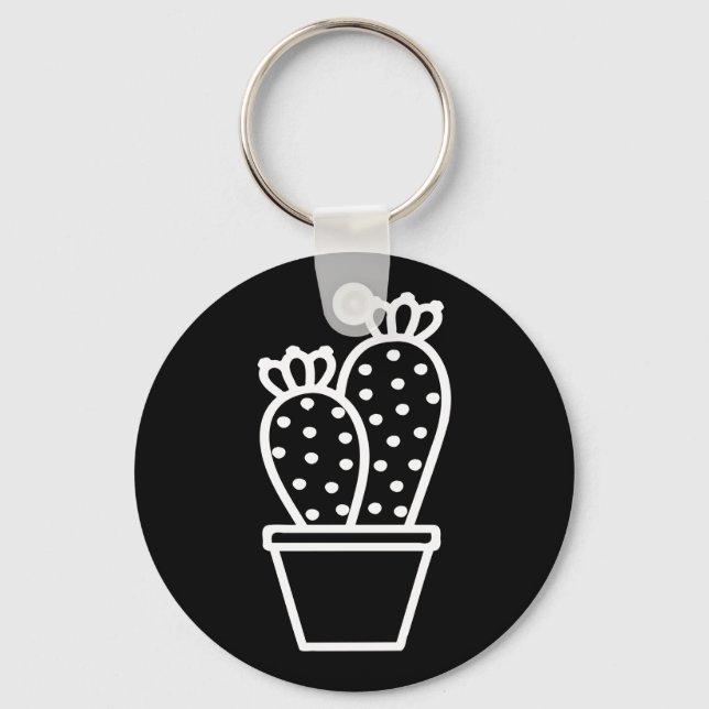 Cute Cactus Teckning Doodle Poften Simple Nyckelring (Framsida)