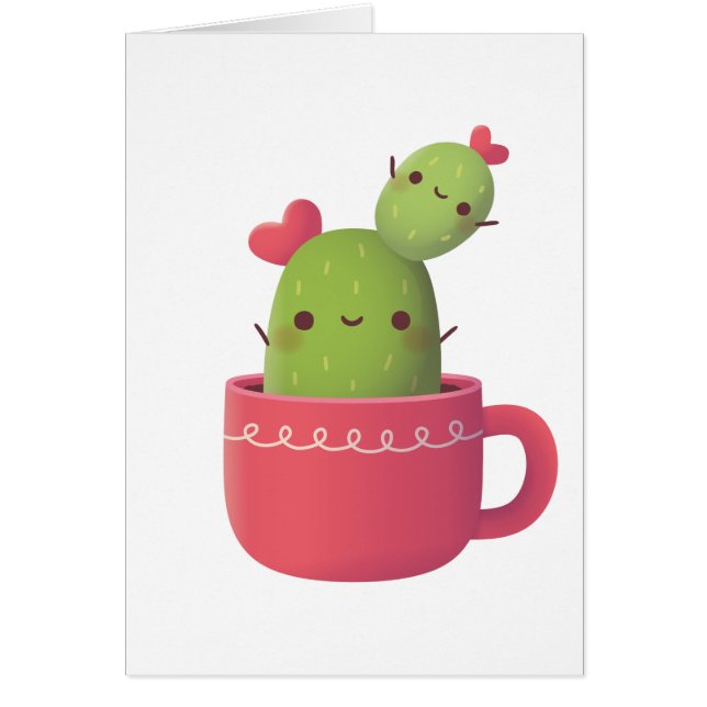 Cute Cactus, Valentines day Hälsning Hälsningskort (Framsidan)