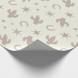 Cute Cactuses och sheriff Badges kräm Presentpapper