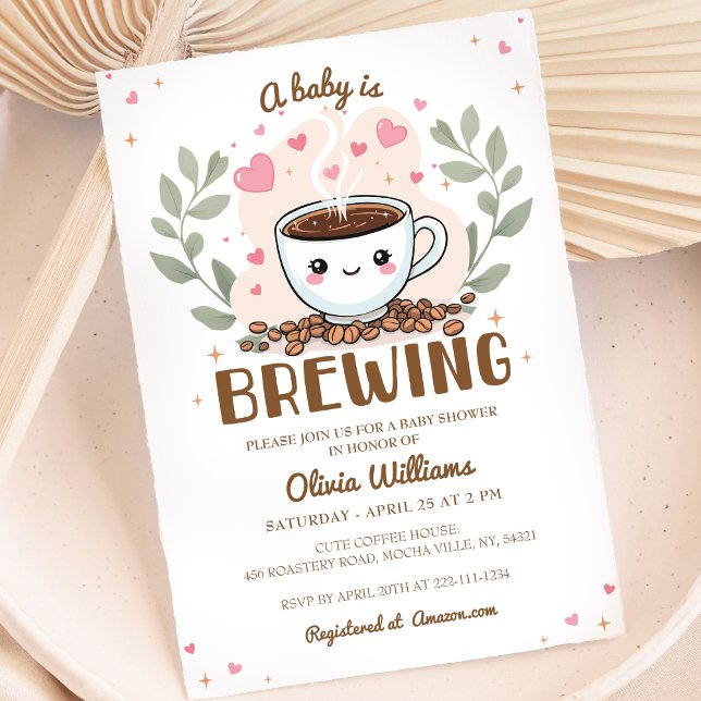 Cute Cafe Bebe Baby brinner i babyskor för kaffe Inbjudningar (Skapare uppladdad)