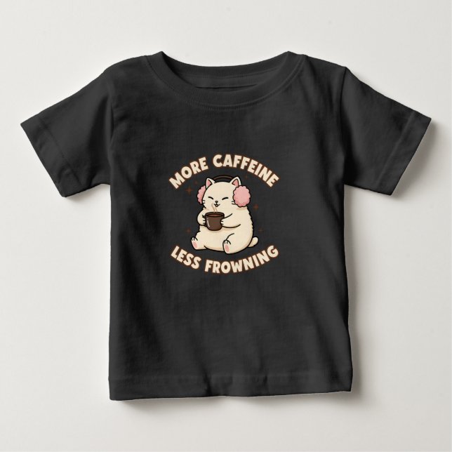 Cute Caffeine Cat Baby Bodysuit T Shirt (Framsida)