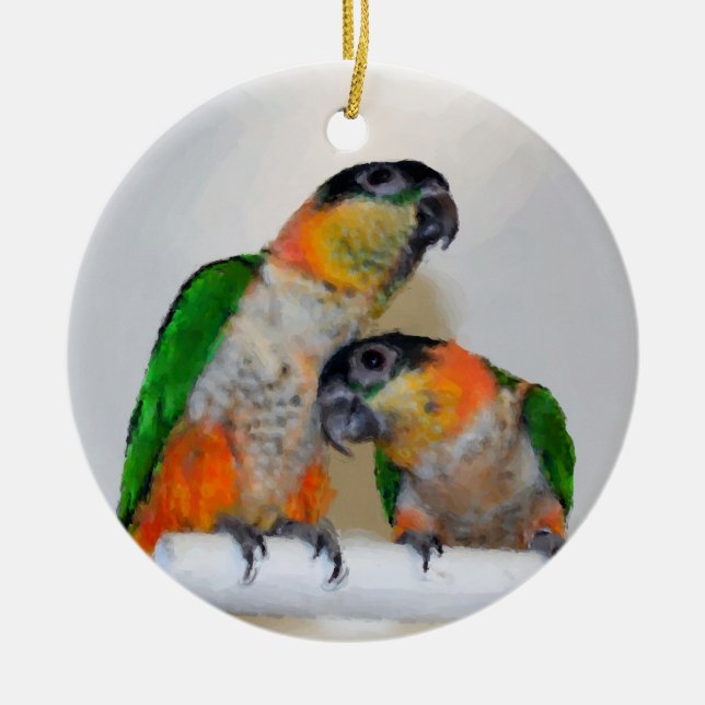 Cute Caique Parrot Pair Bird Ornament (Framsidan)