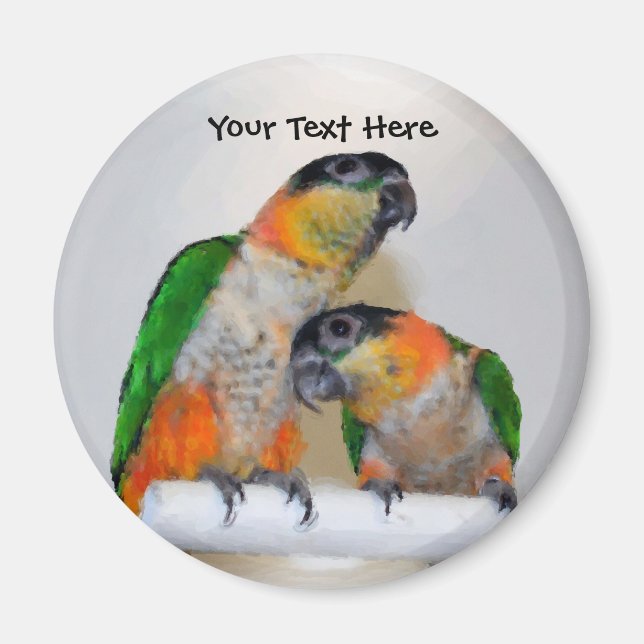 Cute Caique Parrot Pair Magnet (Framsidan)