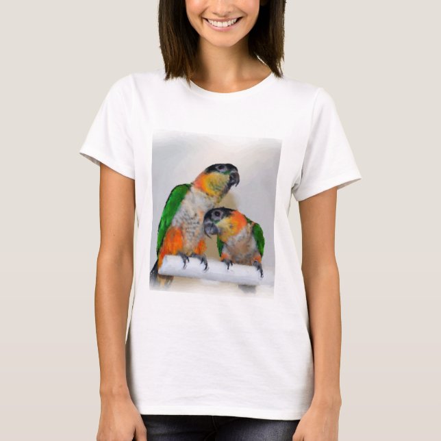 Cute Caique Parrot Pair Tee Shirt (Framsida)