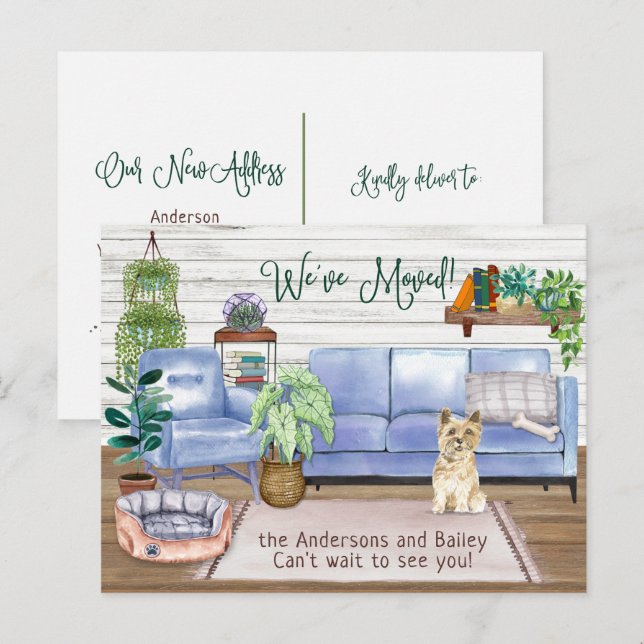 Cute Cairn Terrier Mysigt New Home Flytta         Meddelande Vykort (Fram/baksida)