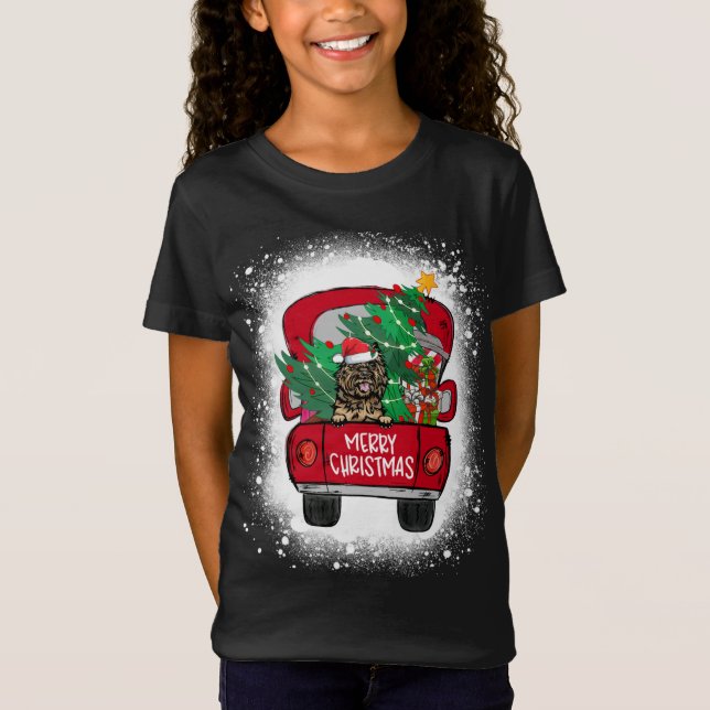 Cute Cairn Terrier Red Lastbil God jul Bleac T Shirt (Framsida)