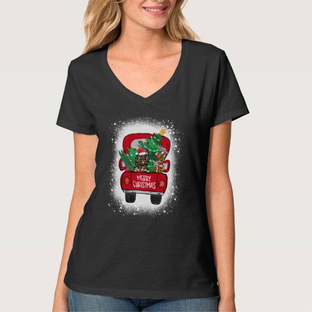 Cute Cairn Terrier Red Lastbil God jul Bleac T Shirt (Framsida)