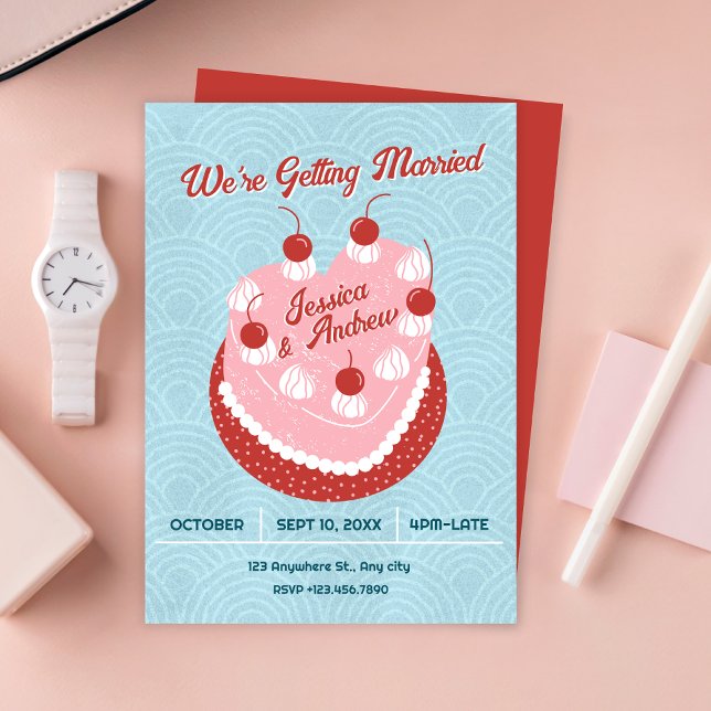 Cute cake heart wedding inbjudningar (Skapare uppladdad)