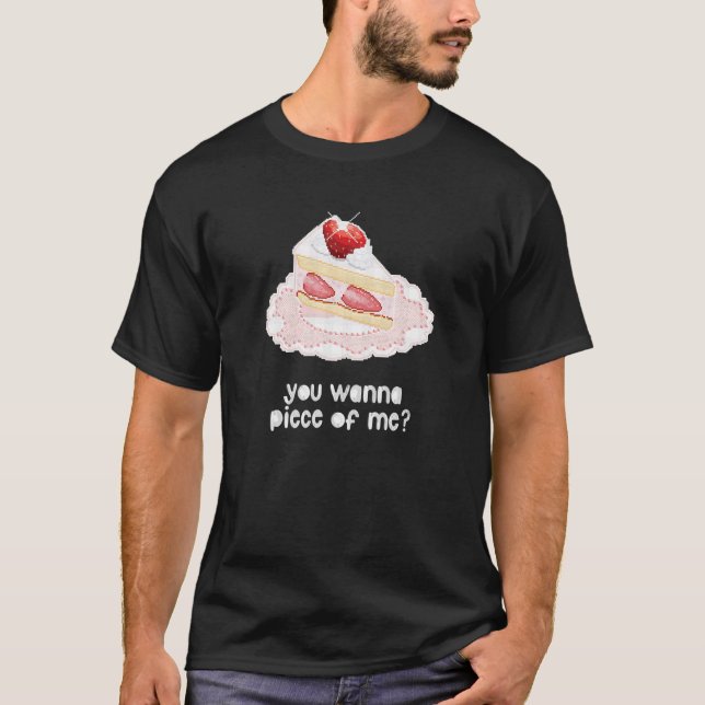Cute Cake Pixel Art Ironic Sarcastic Funny T Shirt (Framsida)