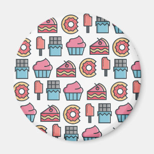 Cute Cakes och Desserts Mönster Magnet
