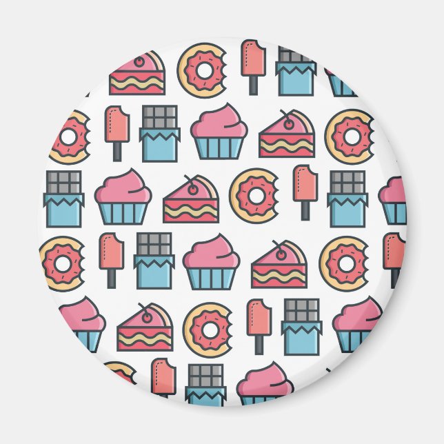 Cute Cakes och Desserts Mönster Magnet (Framsidan)