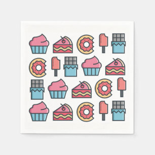 Cute Cakes och Desserts Mönster Pappersservett