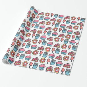 Cute Cakes och Desserts Mönster Presentpapper