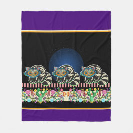 Cute Calavera Cats Fleece Blanket