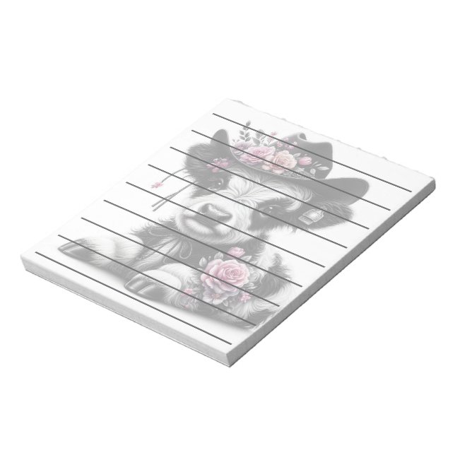 Cute Calf Wearing Hat Adorto with Flowers Anteckningsblock (Roterad)