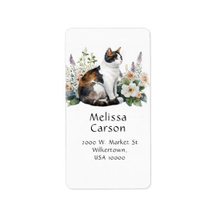 Cute Calico Cat Adressetikett