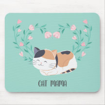 Cute Calico Cat Blommigt Personlig Mousepad