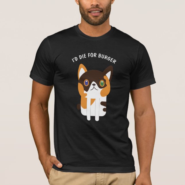 Cute Calico Cat / Kitten Line Art T Shirt (Framsida)