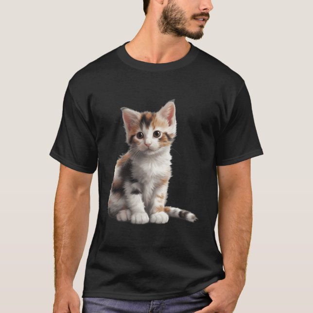 Cute Calico Cat Lover Kitten T Shirt (Framsida)