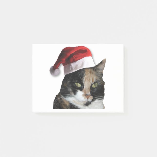 Cute Calico Cat Wearing Santa Hat Post-it Block (Framsida)