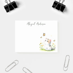 Cute Calico Kitten med Butterflies Personlig Post-it Block