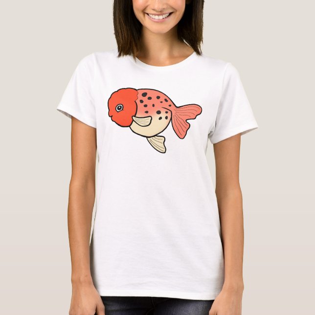 Cute Calico Ranchu Goldfish Finare guldfisk älskar T Shirt (Framsida)