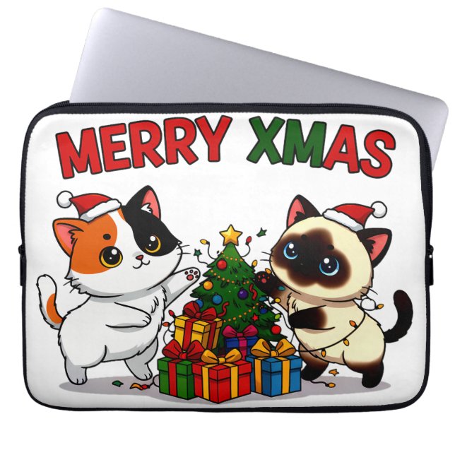 Cute Calico & Siamese Kitten Gift Laptop Fodral (Framsidan)
