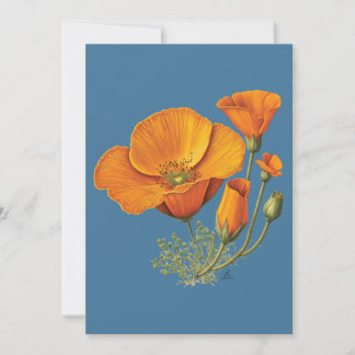 Cute California Poppy Flower Vintage Stil Card Julkort