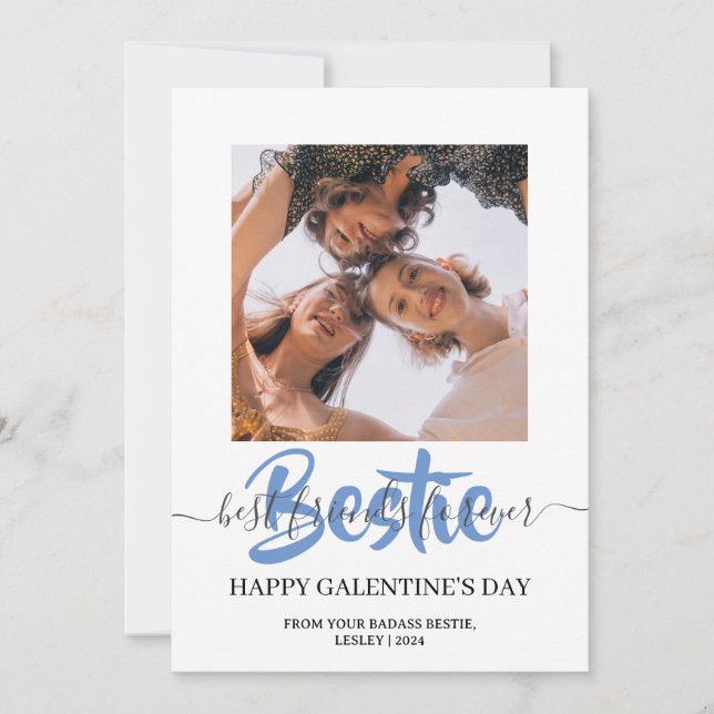 Cute Calligraphy Lycklig Galentines Day besties Ph Julkort (Framsida)