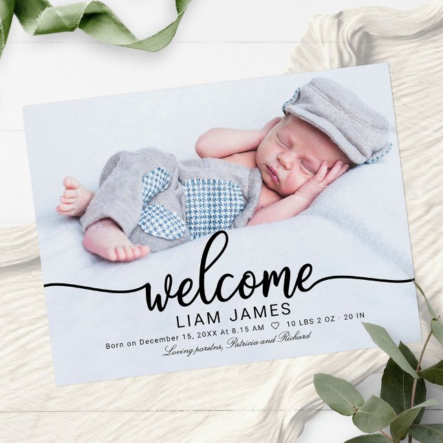 Cute Calligraphy Photo Birement Announcement Cards (Skapare uppladdad)
