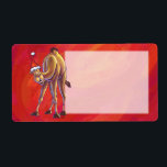 Cute Camel Jul på Red Fraktsedel<br><div class="desc">Djurens Parad Festive Camel i Santa Hat på Röda julgåvor och Dekorationer har vår roligt av en söt bruna kamel som är utsliten i en julhatt mot en texturerad röd bakgrund som är digitalt målad av våra begåvade barn, Traci Van Wagoner. På baksidan av många av de här roligt djurgåvorna...</div>