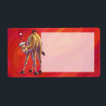 Cute Camel Jul på Red Fraktsedel<br><div class="desc">Djurens Parad Festive Camel i Santa Hat på Röda julgåvor och Dekorationer har vår roligt av en söt bruna kamel som är utsliten i en julhatt mot en texturerad röd bakgrund som är digitalt målad av våra begåvade barn, Traci Van Wagoner. På baksidan av många av de här roligt djurgåvorna...</div>