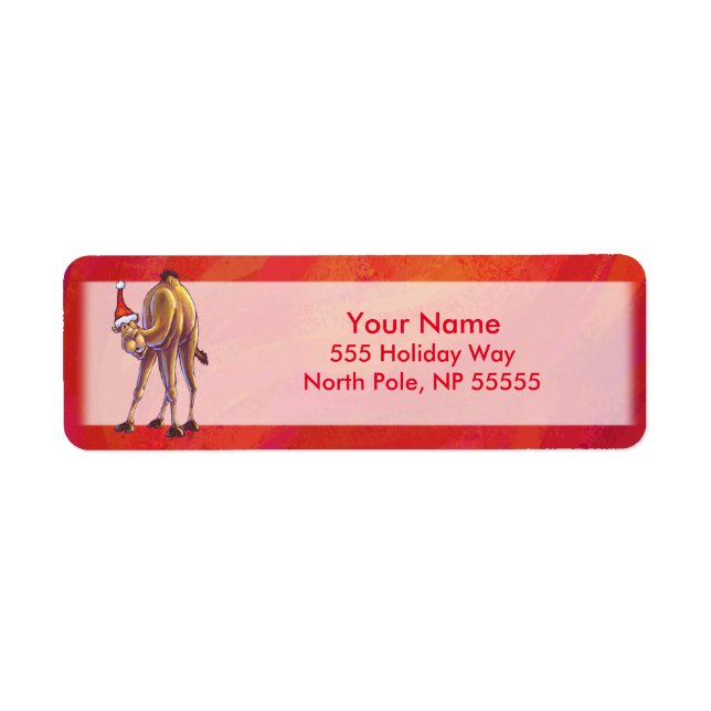 Cute Camel Jul på Red Returadress Etikett (Framsidan)