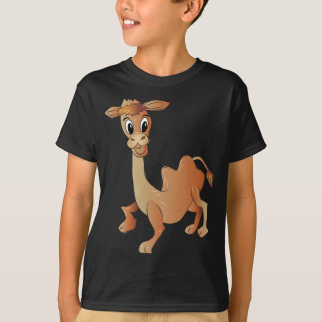 Cute Camel Tecknade figurer T Shirt (Framsida)