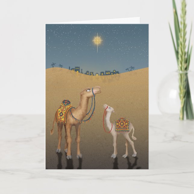 Cute Camels i Bethlehem-julkort Kort (Framsida)