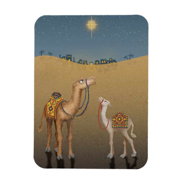 Cute Camels i Bethlehem Julmagnet Magnet (Vertikal)