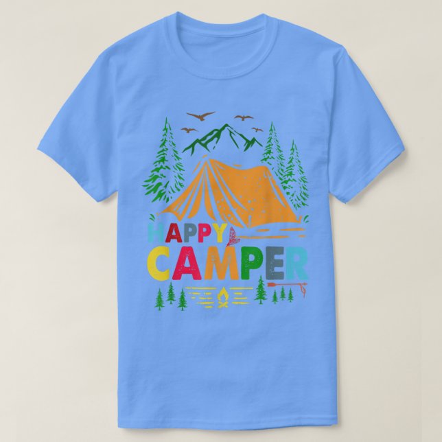 Cute Campfire Lycklig Camper Camping Funny Gift Ma T Shirt (Design framsida)