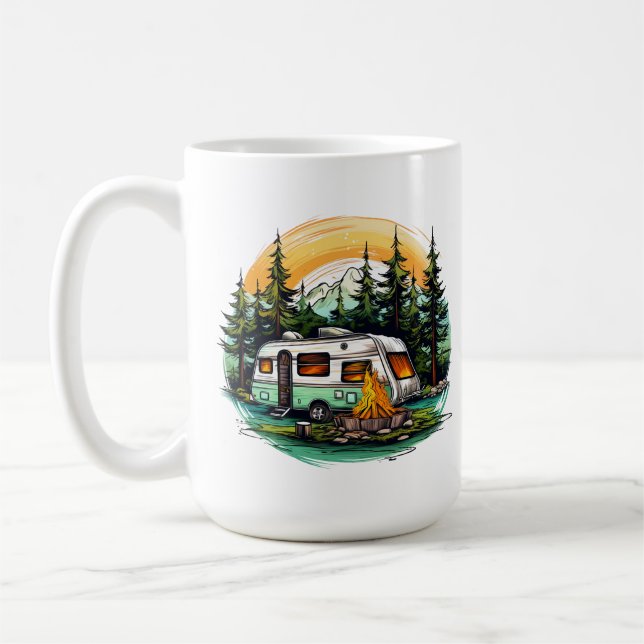 Cute Camping älskare add monogram Kaffemugg (Vänster)