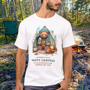Cute Camping Bear Personlig Lycklig Camper Resa T Shirt