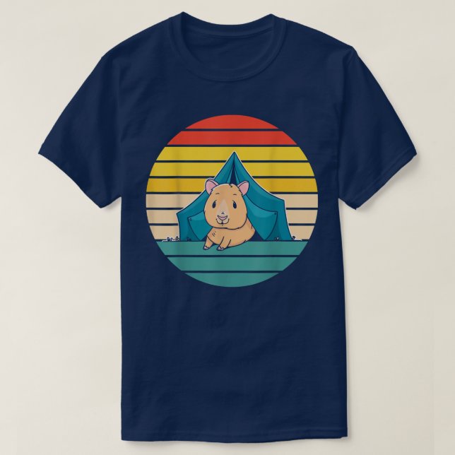 Cute Camping Guinea Gris Pet T Shirt (Design framsida)