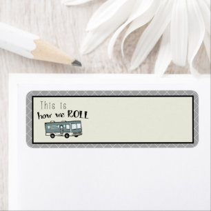 Cute Camping RV "this is we Roll"-Personlig Returadress Etikett