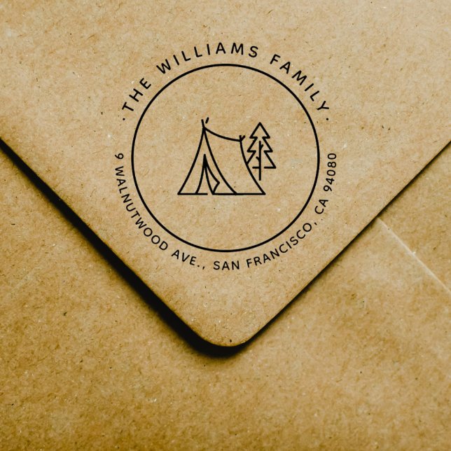 Cute Camping Tält Anpassningsbar-Returadress Självfärgande Stämpel (Skapare uppladdad)