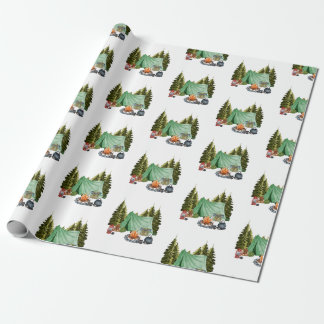 Cute Camping Theme Campfire, Tält, Forest Presentpapper