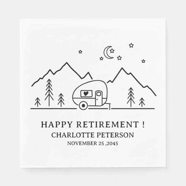 Cute Camping Theme Pension Party Napkins Pappersservett (Framsidan)